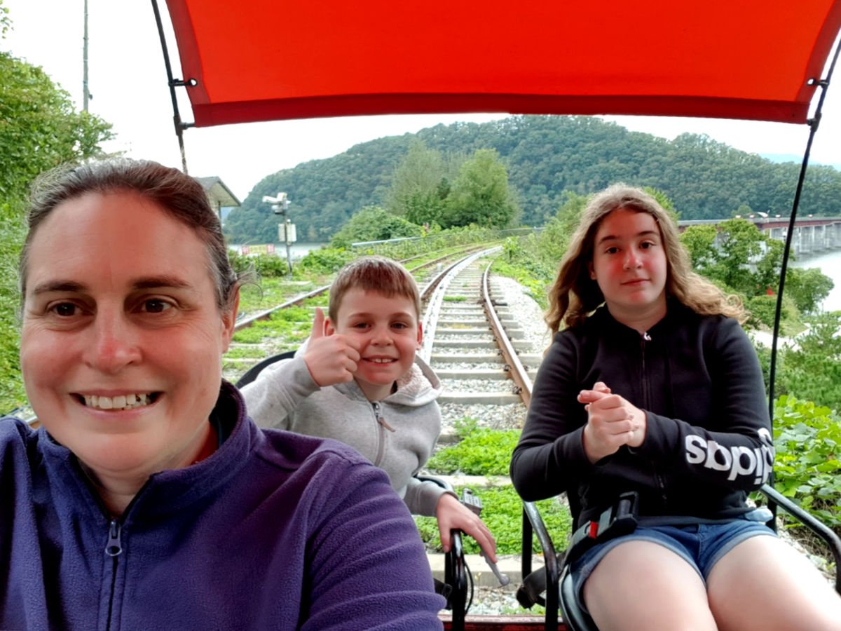 More having fun on the Gapyeong Rail Cars!