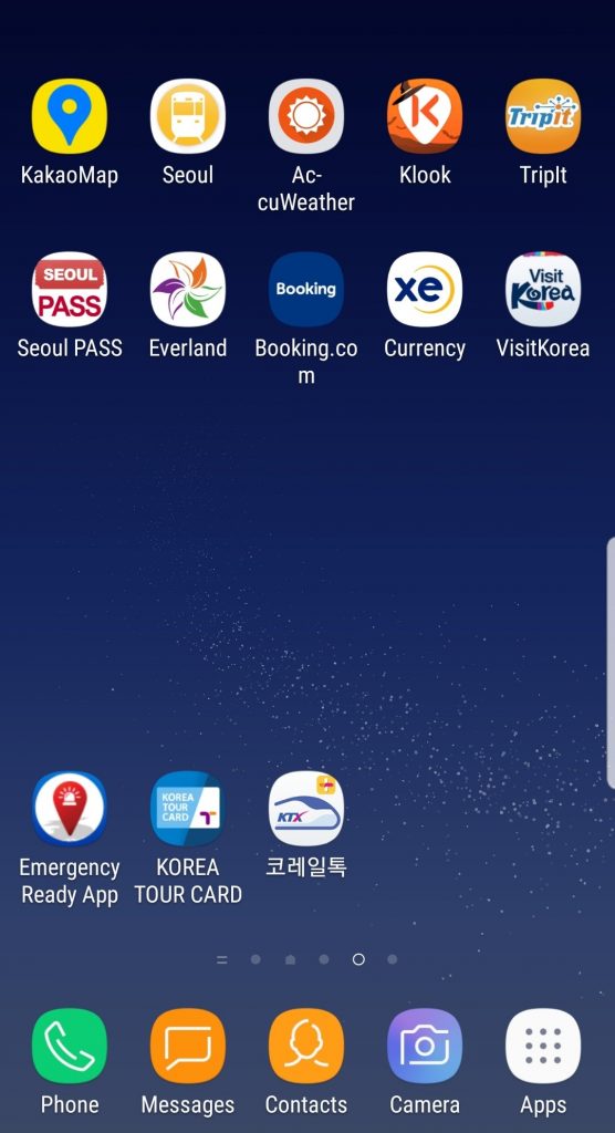 South Korea Trip Apps - Home Screen