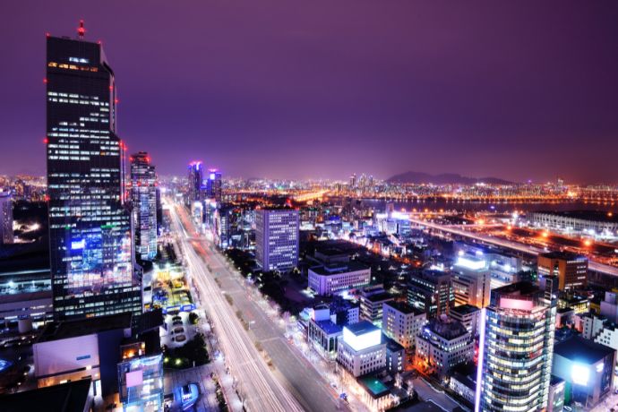 Views over Gangnam at night in Seoul