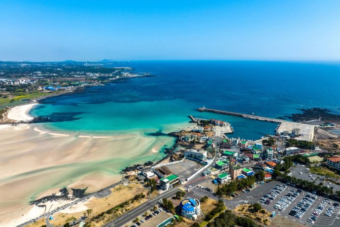 Aerial View of Pyoseon Haebichi Beach on Jeju Island