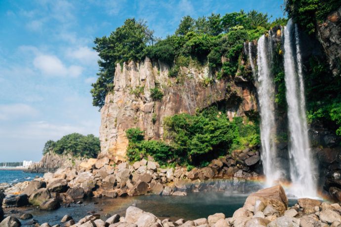 Jeongbang Falls in Seogwipo on Jeju Island