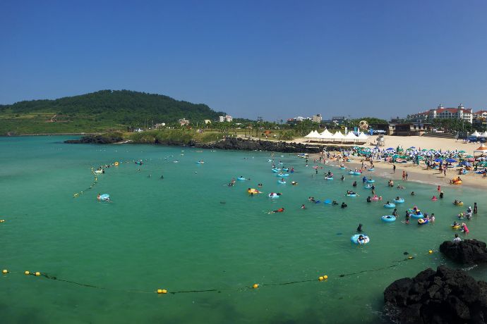 Crowded Beach on Jeju Island