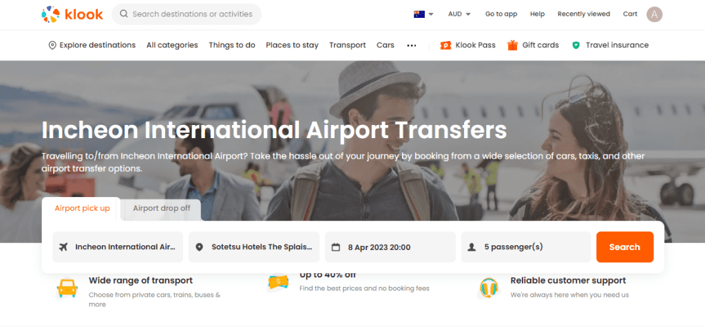 Klook - Incheon Private Transfer Booking Tool