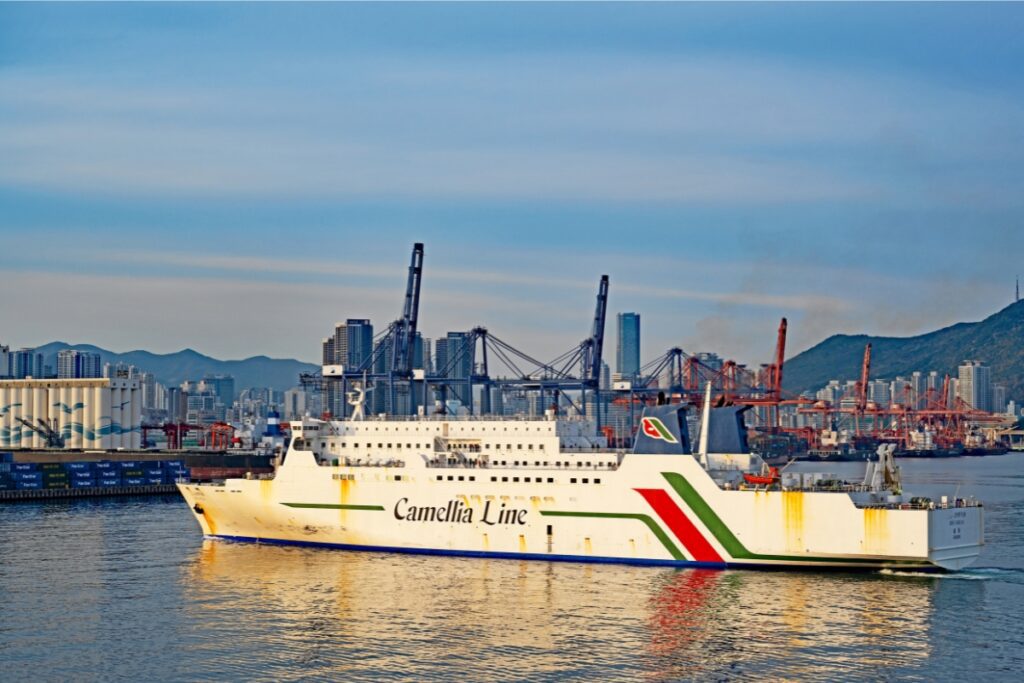 Camellia Line Ferry entering Busan Port in South Korea